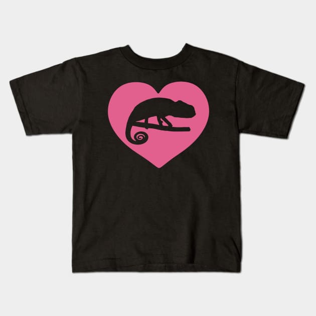 Pink Chameleon Heart for Chameleon Lovers Kids T-Shirt by Mochi Merch